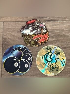 Vintage 90s Pogs Lot of 3 Holographic Unique Designs Milk Caps